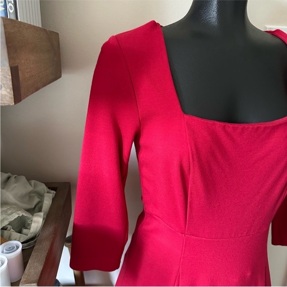 Anthropologie Maeve Jocelyn Fit and Flare Red Dress - Picture 5 of 9